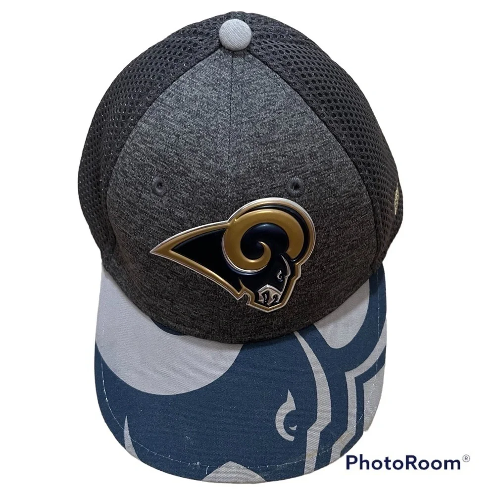 NFL New Era LA Rams blue & gray sports hat, Child Youth, 39 Thirty, 3D ram head.